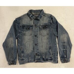 Brooklyn‎ Cloth Denim Jacket Blue Jean Womens Size Large Button Up Distressed